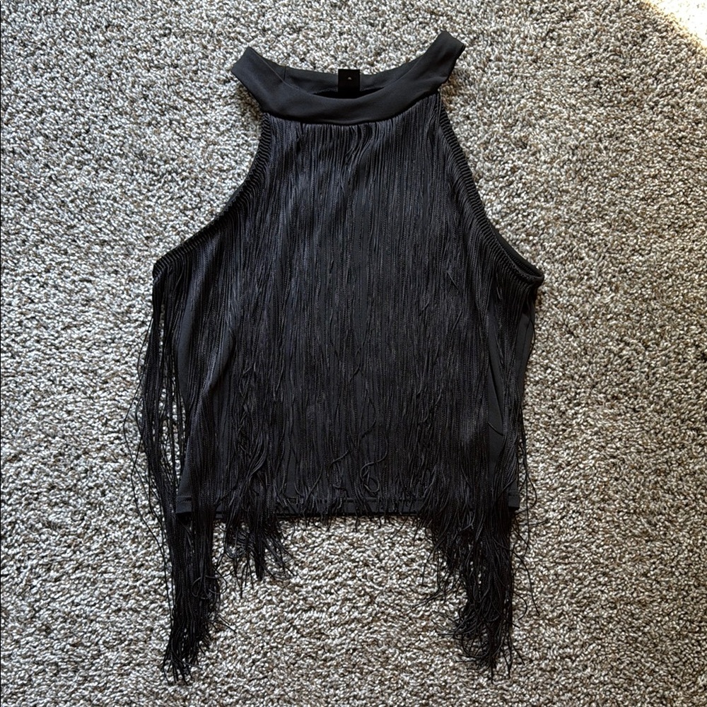 SHEIN Black Tank Top with fringe